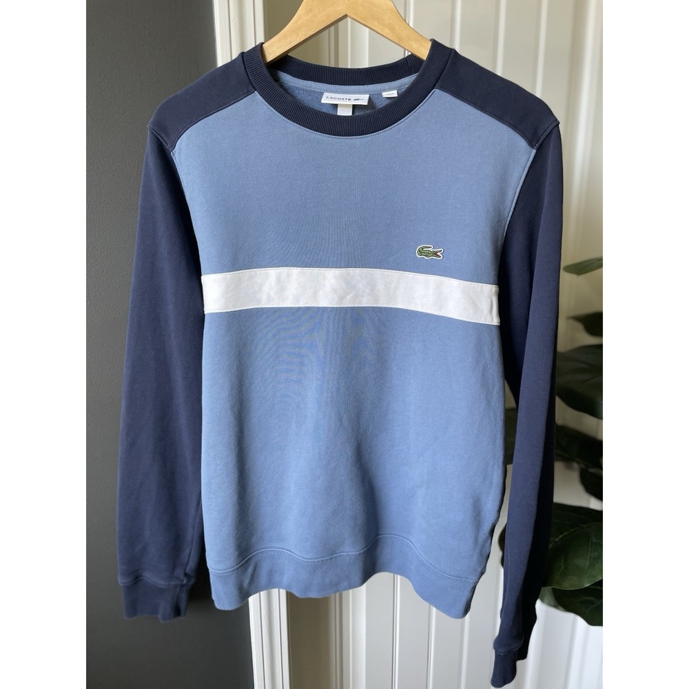 Lacoste Sweater Color Block Crew | Blue | Men's Small | Preppy | Minor flaw